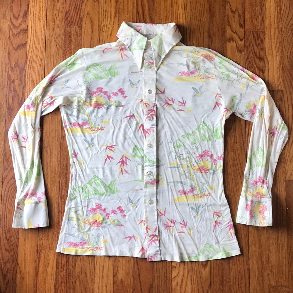 Vintage 70’s Wrangler shirt spectacular print Lg